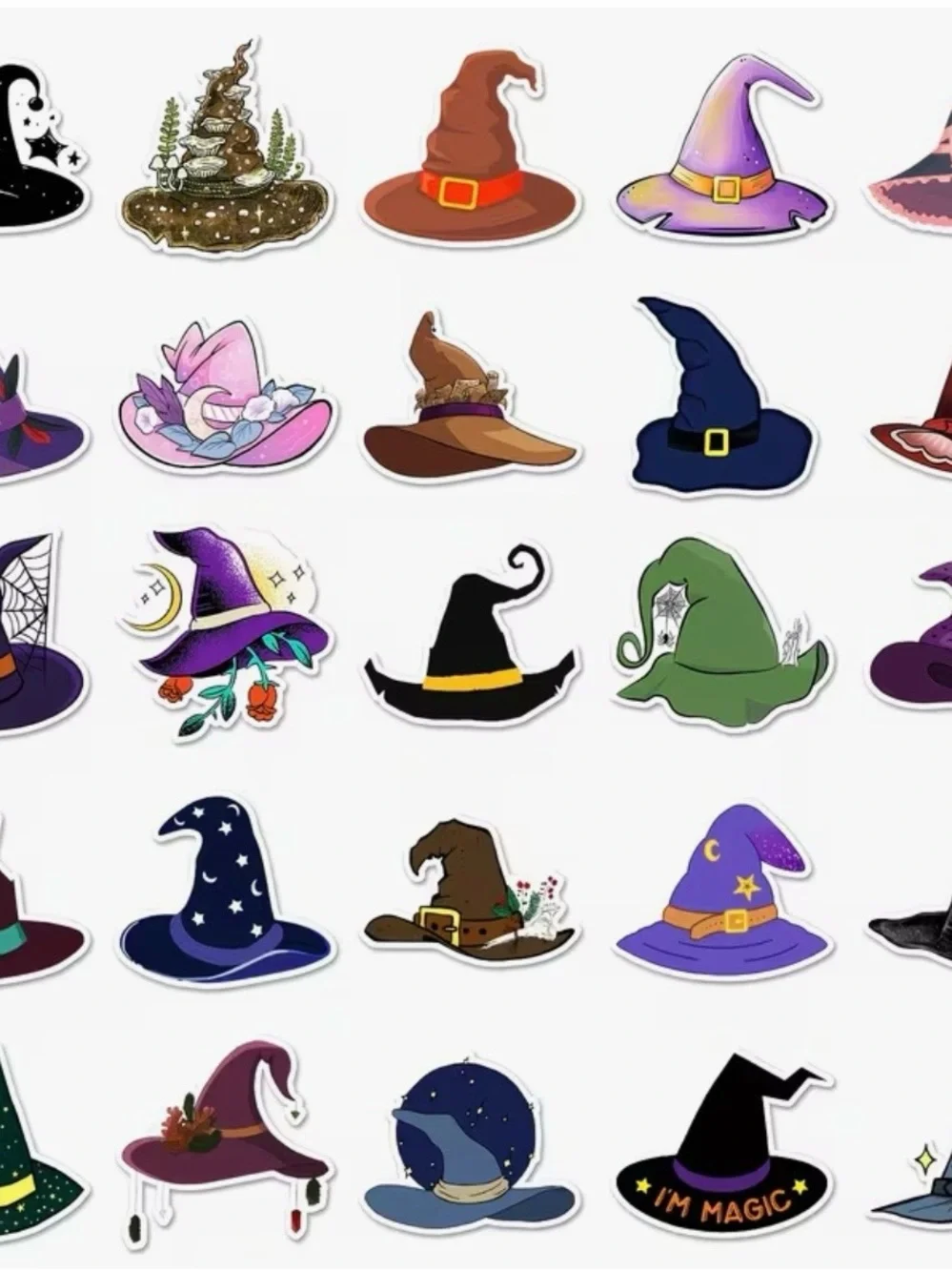 50 Magical Witch Hats Stickers Mystical Halloween